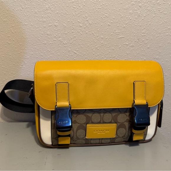 Coach men's Track Crossbody In Colorblock Signature Canvas CC357 - Picture 11 of 13